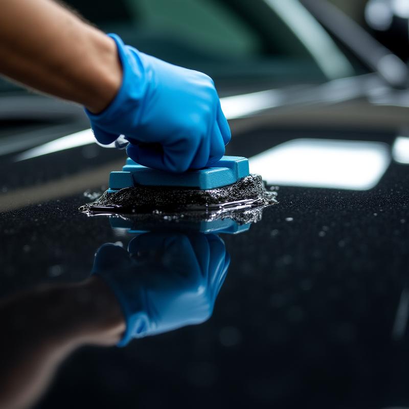 Applicatie van keramische coating op zwarte lak